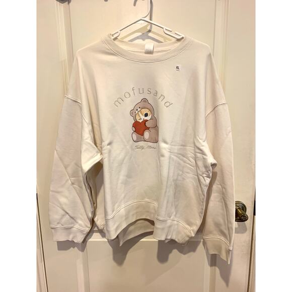 Mofusand x Uniqlo Collab Printed Embroidered Sweatshirt in Off White XL - Picture 3 of 8